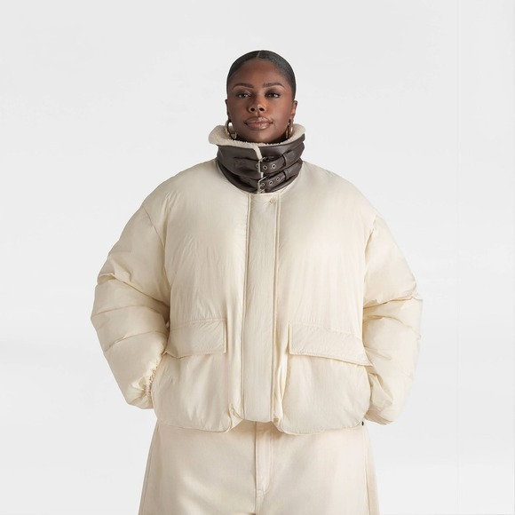 KBB KAHLANA x Target Women's XL Extra Large The Utility Puffer Coat Jacket Cream - Picture 6 of 9